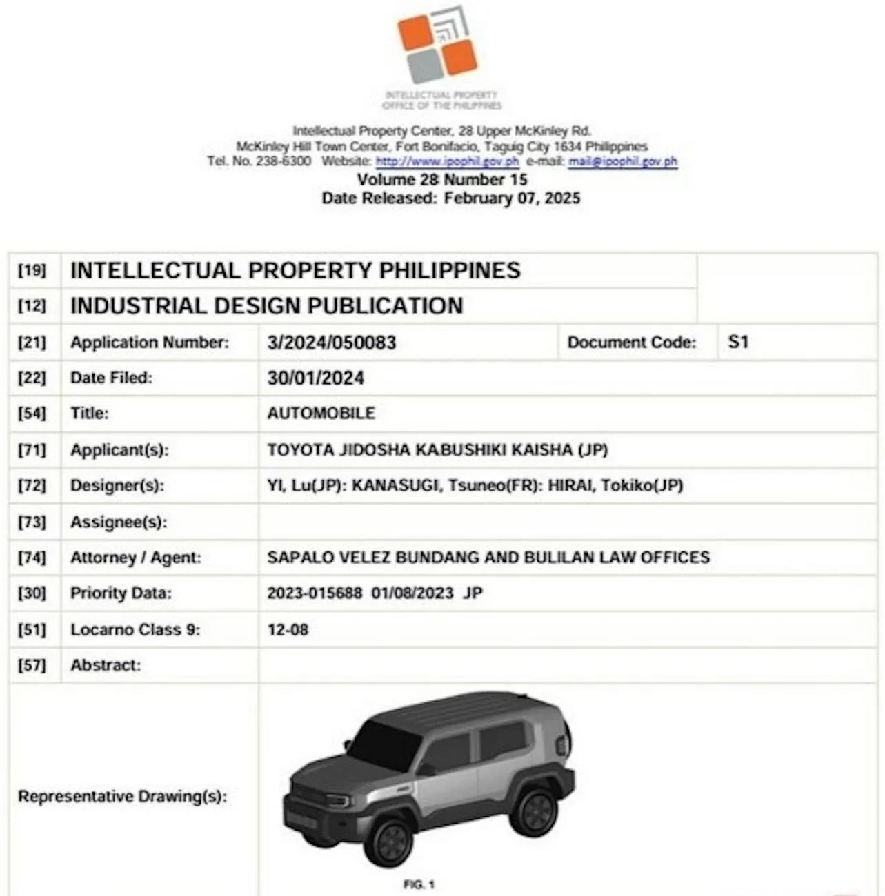 Land Cruiser FJ Land Cruiser FJ design revealed in patent filing! Screenshot 2025-10-11 at 6.29.40 PM